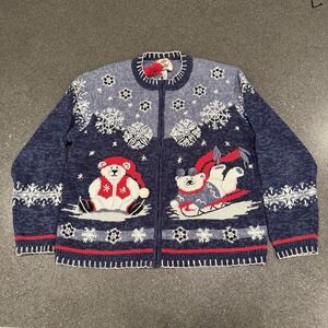 Tiara  Vintage Womens Large Winter Snowflake Polar Bear Sweater‎